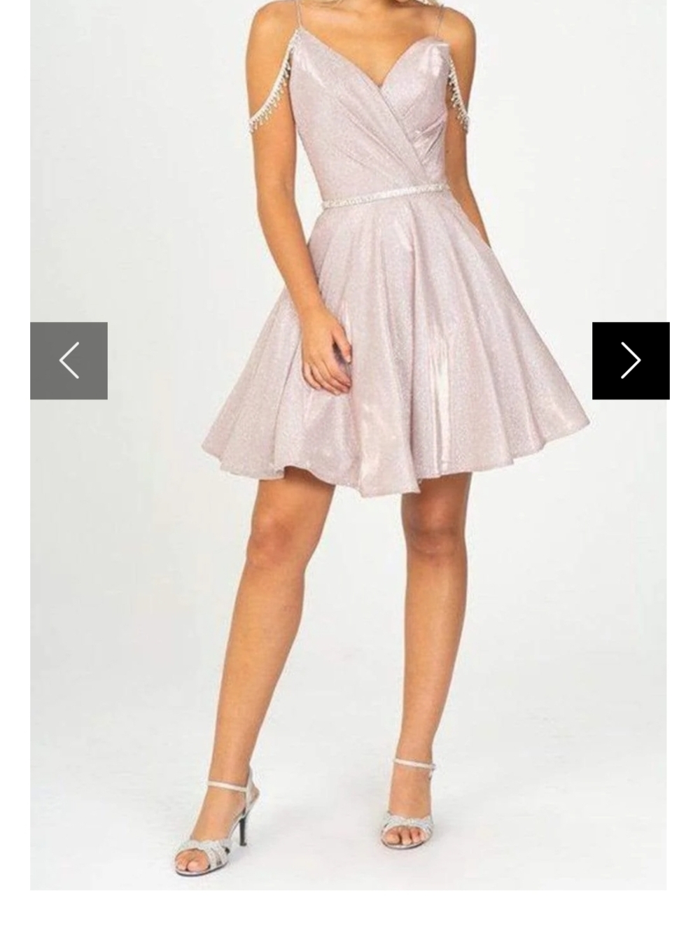 Eureka Fashion Jeweled Strap Shiny Glittered Cocktail Dress in Blush Pink